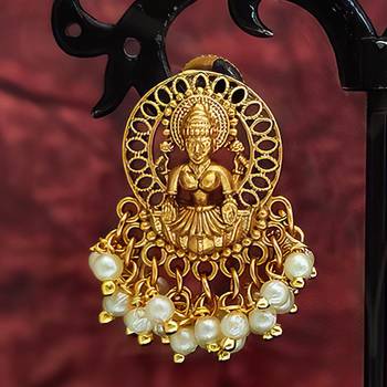 White temple jhumka earring 2