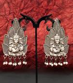 Oxidised long earring