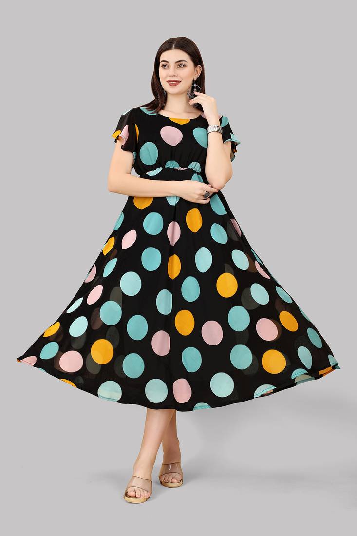 Muliticolor embroidered georgette anarkali designer kurti