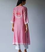 Strawberry Ice Pink and Grey Bemberg Silk Salwar Suit With Delicate Embroidery Detailing