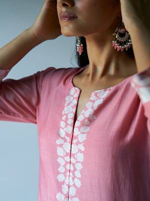 Strawberry Ice Pink and Grey Bemberg Silk Salwar Suit With Delicate Embroidery Detailing 4