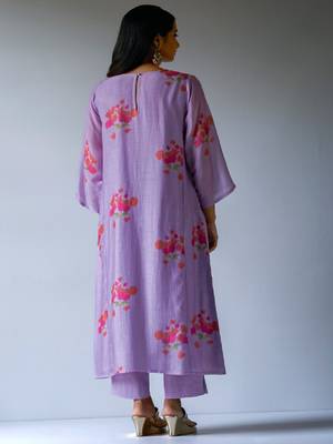 Lavender and Pink Bemberg Silk Printed Salwar Suit With Embroidery Detailing 2