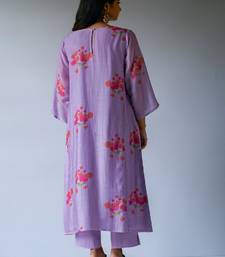 Lavender and Pink Bemberg Silk Printed Salwar Suit With Embroidery Detailing
