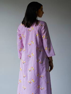 Lavender Premium Cotton Printed Salwar Suit With Delicate Bead Work Detailing 2