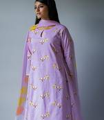 Lavender Premium Cotton Printed Salwar Suit With Delicate Bead Work Detailing