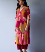 Maroon Crepe Silk Printed Co-ord Set