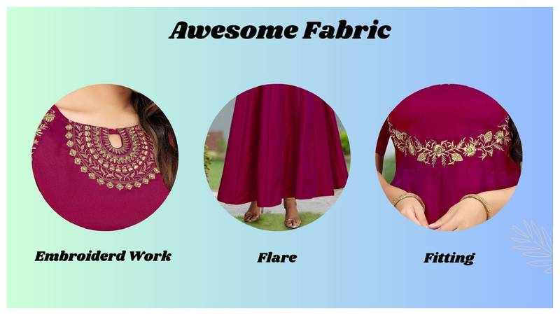 Purple Embroidered Work Kurti for Women