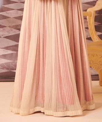 Off white chiffon gathered lehenga skirt 3