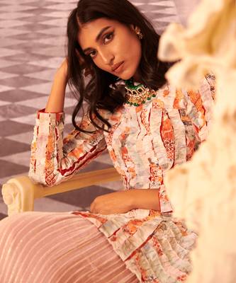 Multi color handcrafted stripe pattern peplum 3