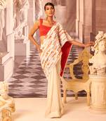 Red Chiffon Cecilia Stripe Pattern Blouse