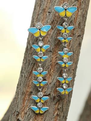 Silver-plated oxidized butterfly drop earrings 1