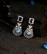 Women rhodium-plated diamond multi stone-studded earring