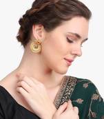 Women 24 ct gold plated stone-studded chandbali  earing