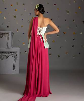 Pink & green corset skirt set 2