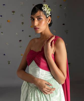 Pink & green corset skirt set 4