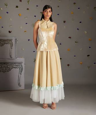 Beige velvet bandeau corset 1