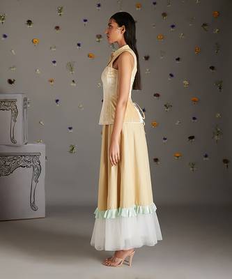 Beige velvet bandeau corset 2