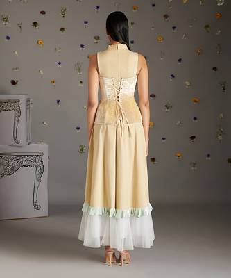 Beige velvet bandeau corset 3