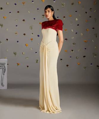 Maroon engracia gown with jacket 2