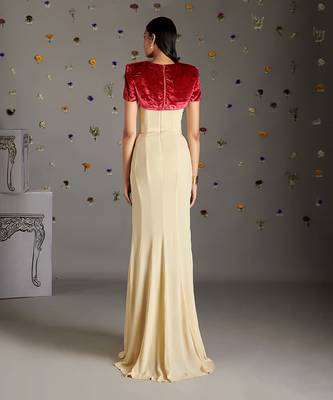 Maroon engracia gown with jacket 3