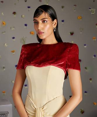Maroon engracia gown with jacket 4
