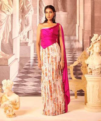 Multi color handcrafted gown 1
