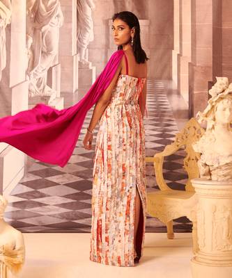 Multi color handcrafted gown 3
