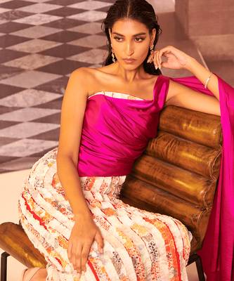 Multi color handcrafted gown 4
