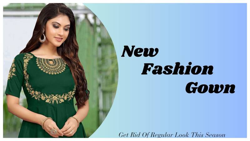 Trendmalls  Silk Embroidered Flared Dark Green Festive Casual Premium Kurtis