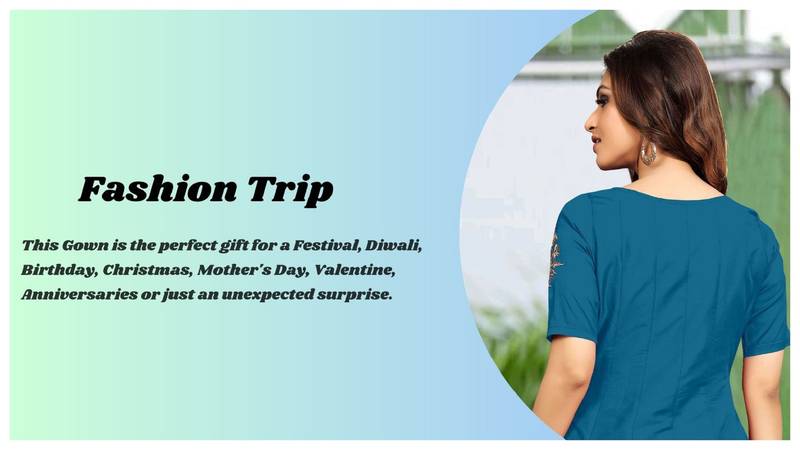 Trendmalls Women's Silk Embroidered Floral Morpeach Festive Premium Kurtis