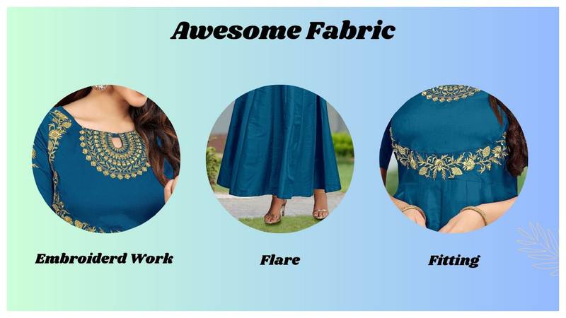 Trendmalls Women's Silk Embroidered Floral Morpeach Festive Premium Kurtis