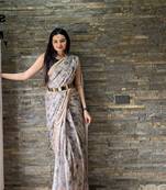 Cream Colour Georgette Fabric Ready To Wear Saree With Blouse