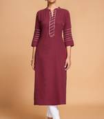 Maroon color silk stitched kurtis