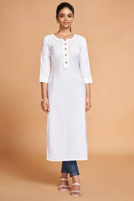 White color silk stitched kurtis 1