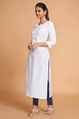 White color silk stitched kurtis 2