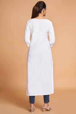 White color silk stitched kurtis 3