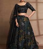 Black Color Digital Print & Sequins Embroidery Work  Designer Lehenga Choli For Festival