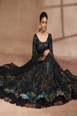 Black Color Digital Print & Sequins Embroidery Work  Designer Lehenga Choli For Festival 3