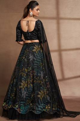 Black Color Digital Print & Sequins Embroidery Work  Designer Lehenga Choli For Festival 5