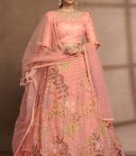 Peach Color Digital Print & Sequins Embroidery Work  Designer Lehenga Choli For Festival