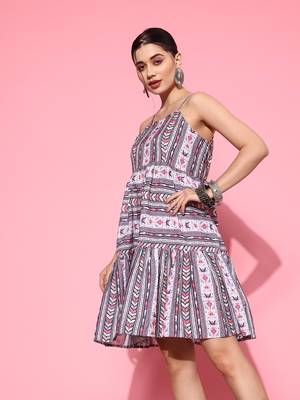  blue fit and flare strappy tiered dress 2
