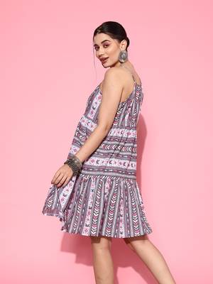  blue fit and flare strappy tiered dress 3