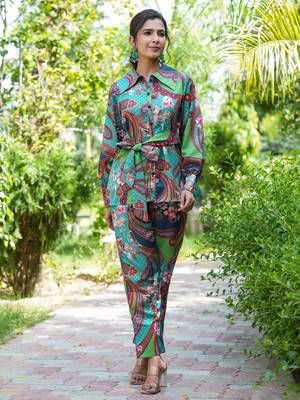 green paisley printed co-ord set 1