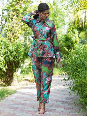 green paisley printed co-ord set 2