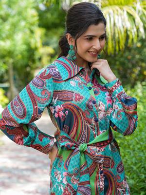 green paisley printed co-ord set 5