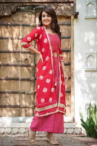  mustard ethnic motifs crop top and palazzo with shrug co ords