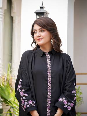 Yufta-black embroidery oversized asymmetric co ord 4