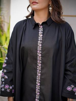 Yufta-black embroidery oversized asymmetric co ord 5