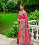 LIGHT RANI PINK BEAUTIFUL PASHMINA SILK PRETTY SAREE