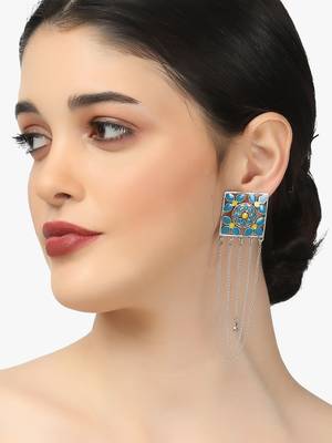 Silver-plated oxidized drop earrings 2